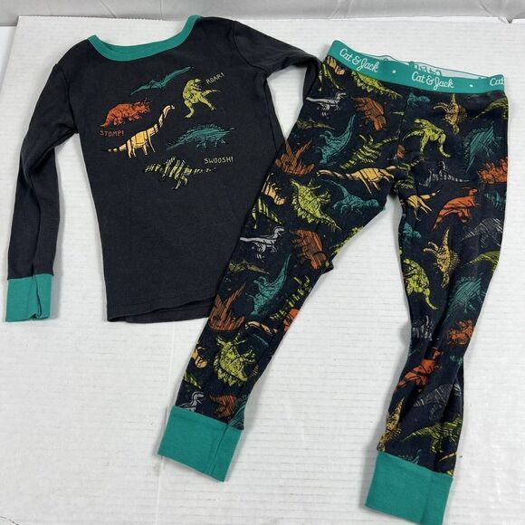 Pajama Bundle 4T Carter's & Cuddl Duds 2 Piece Sets (3 Sets) Christmas Dinosaur - Picture 7 of 16
